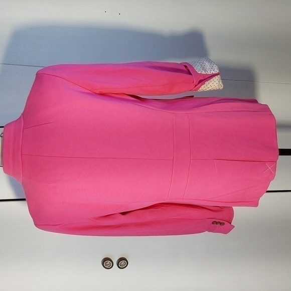 Talbots- Womens Pink Blazer/Suit Jacket Black & White Polka Dot lining Sz.12 - Picture 7 of 10